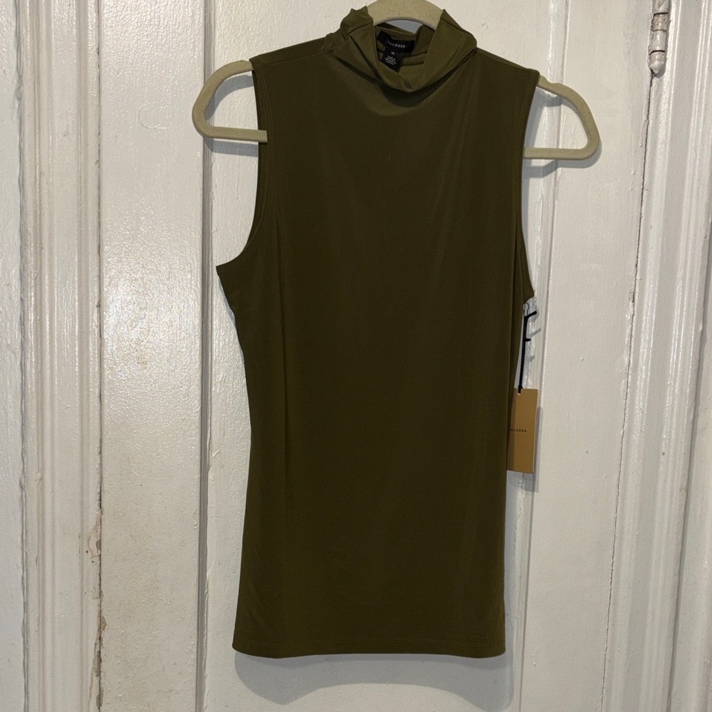 Aqua Olive Sleeveless Mock Neck Tank
